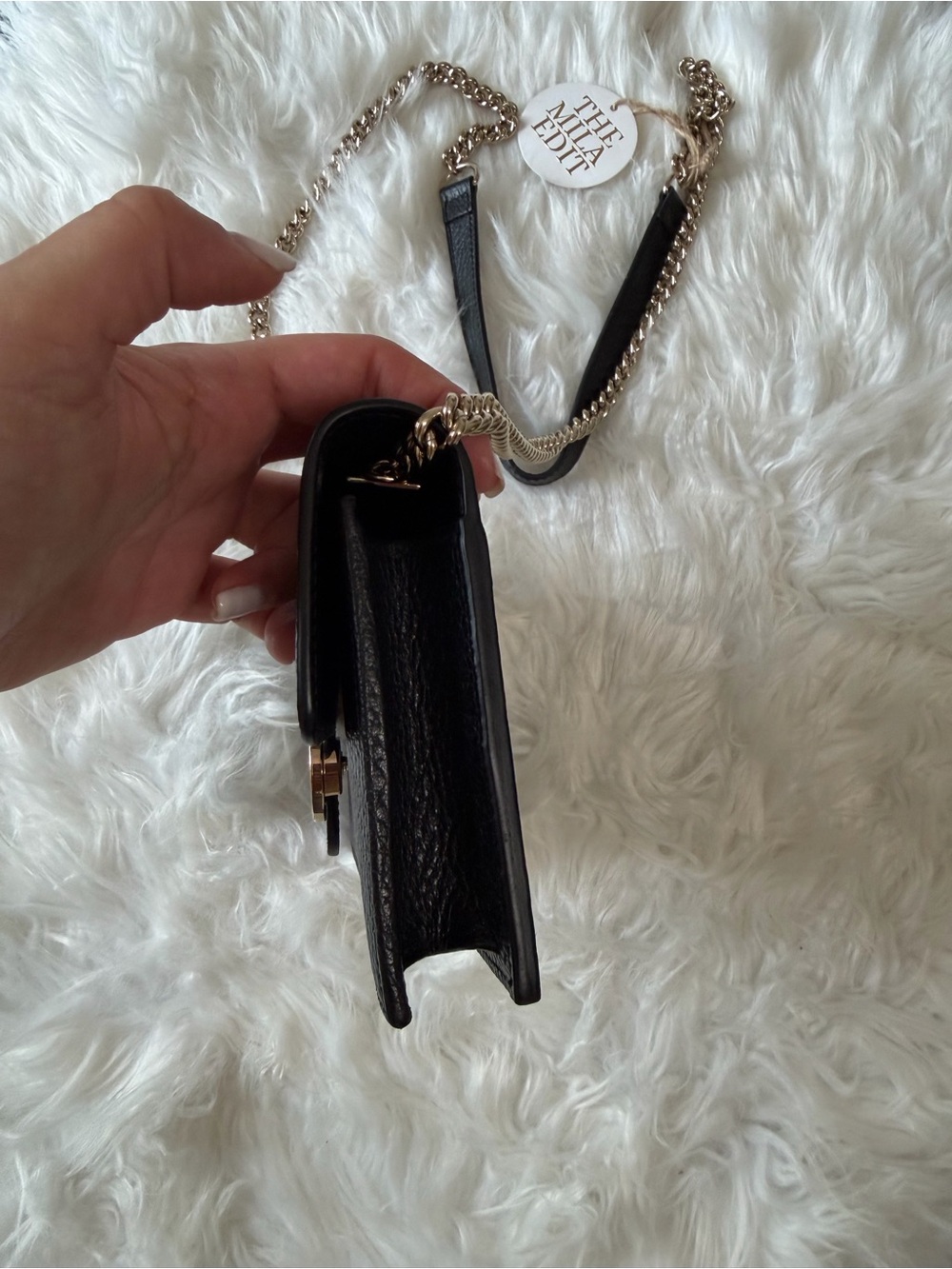 GUCCI INTERLOCKING G WALLET ON CHAIN Grained Leather - Picture 10 of 12